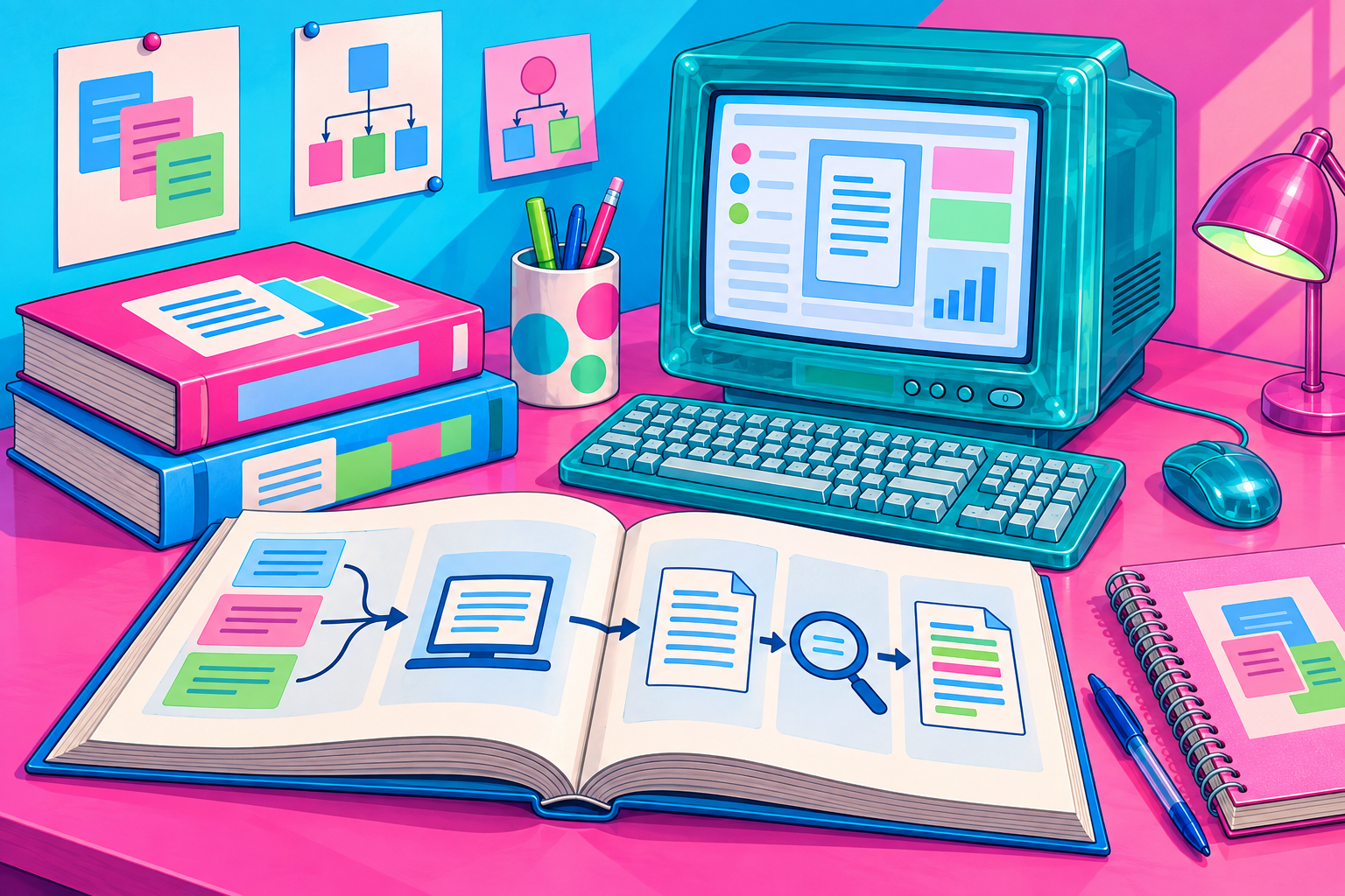 Books, notes and a retro computer for learning and practising AI